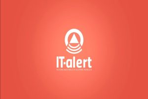 Logo di IT Alert su sfondo rosso