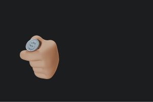 Icona di una mano 3D che sta per lanciare una monetina