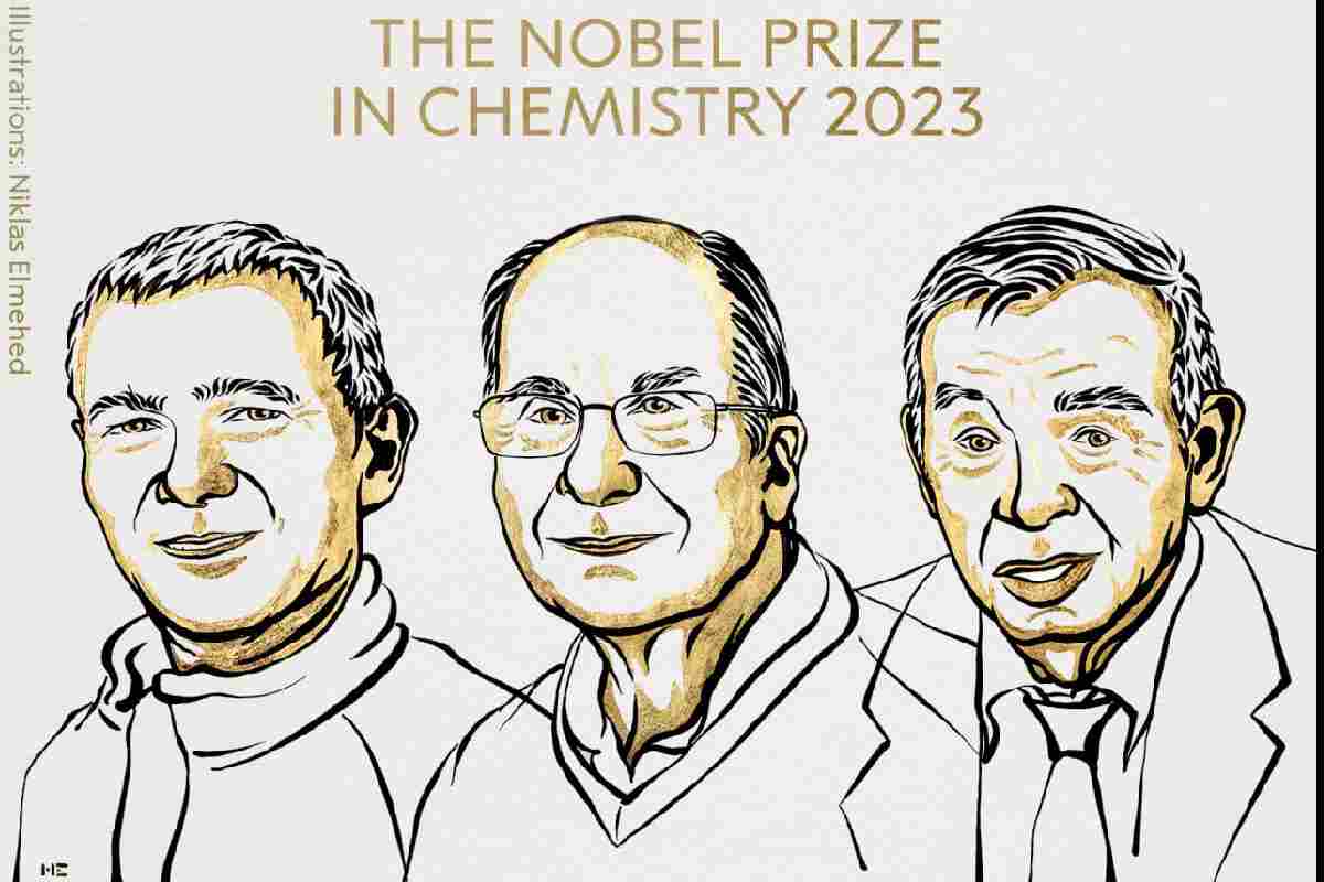 Tre vincitori del nobel per la chimica vignettati