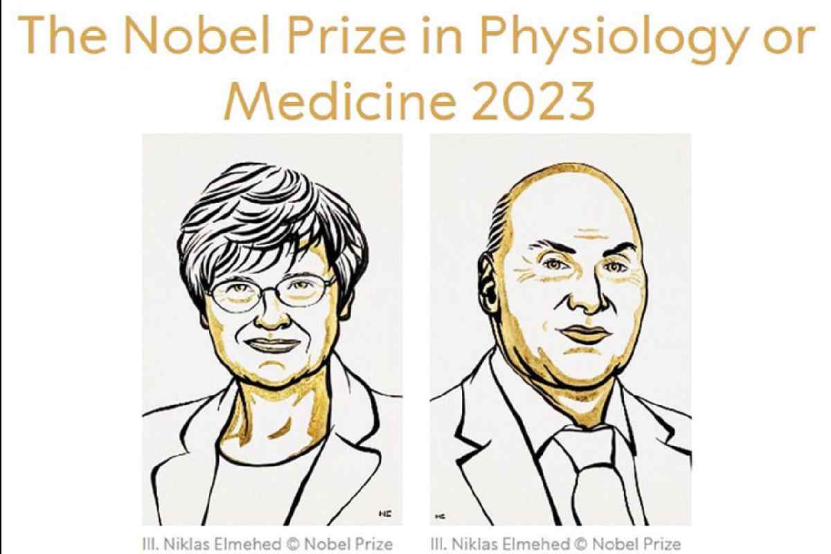 Due vignette di due scienziati in camice per il Nobel
